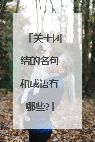 关于团结的名句和成语有哪些?