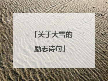 关于大雪的励志诗句