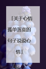 关于心情孤单落寞的句子说说心情