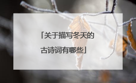 关于描写冬天的古诗词有哪些