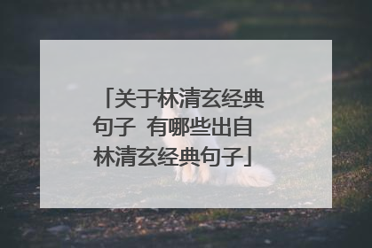 关于林清玄经典句子 有哪些出自林清玄经典句子
