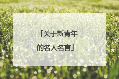 关于新青年的名人名言