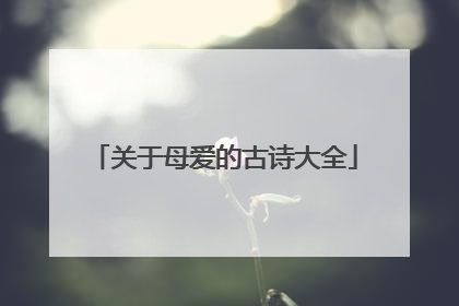 关于母爱的古诗大全