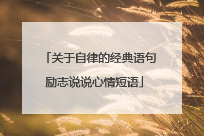 关于自律的经典语句励志说说心情短语