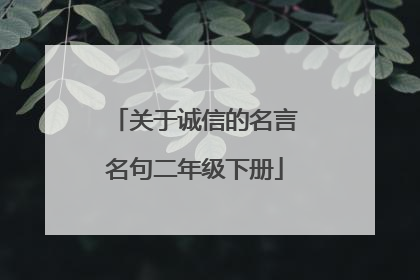 关于诚信的名言名句二年级下册