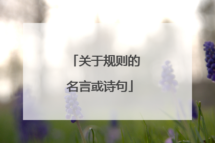 关于规则的名言或诗句