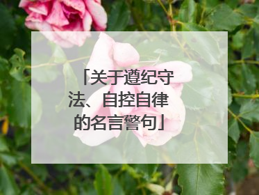 关于遵纪守法、自控自律的名言警句