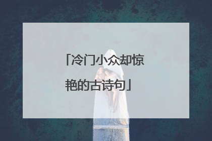 冷门小众却惊艳的古诗句