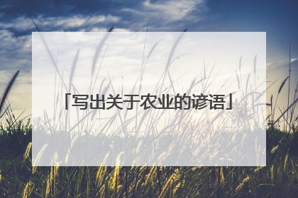 写出关于农业的谚语