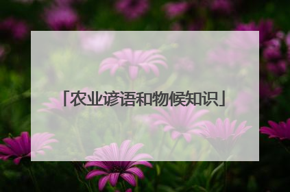 农业谚语和物候知识