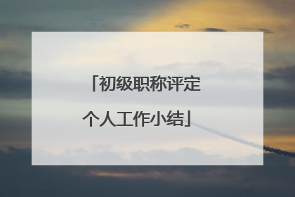 初级职称评定个人工作小结