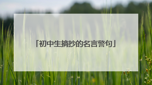 初中生摘抄的名言警句