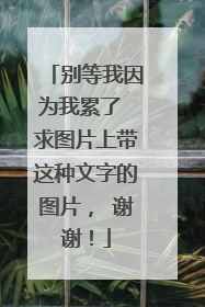 别等我因为我累了 求图片上带这种文字的图片， 谢谢！