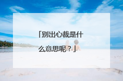 别出心裁是什么意思呢？