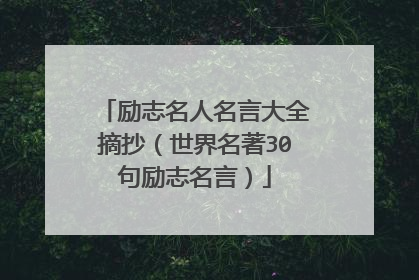 励志名人名言大全摘抄（世界名著30句励志名言）