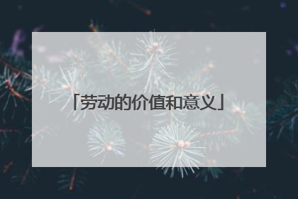 劳动的价值和意义