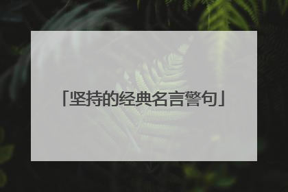 坚持的经典名言警句