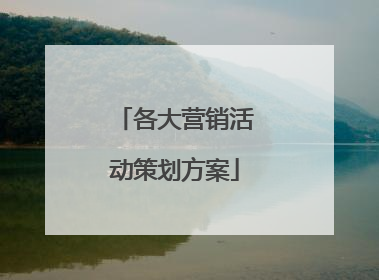 各大营销活动策划方案