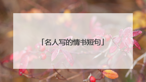 名人写的情书短句