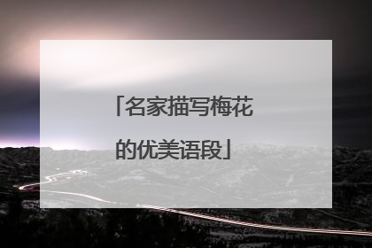 名家描写梅花的优美语段