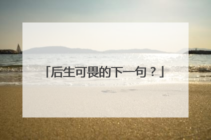 后生可畏的下一句？