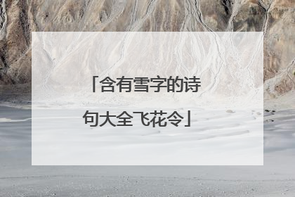 含有雪字的诗句大全飞花令