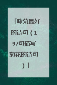 咏菊最好的诗句(197句描写菊花的诗句)