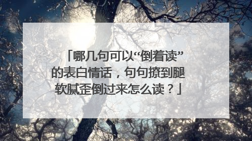 哪几句可以“倒着读”的表白情话，句句撩到腿软腻歪倒过来怎么读？