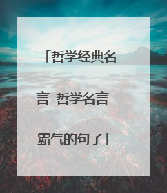 哲学经典名言 哲学名言霸气的句子