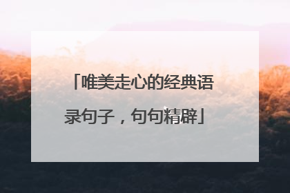 唯美走心的经典语录句子，句句精辟