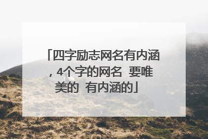 四字励志网名有内涵，4个字的网名 要唯美的 有内涵的