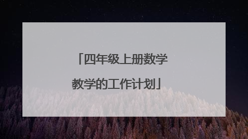 四年级上册数学教学的工作计划