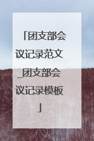 团支部会议记录范文_团支部会议记录模板