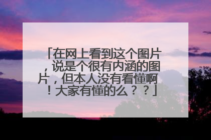 在网上看到这个图片,说是个很有内涵的图片,但本人没有看懂啊!大家有懂的么??