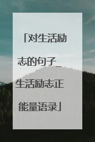 对生活励志的句子_生活励志正能量语录