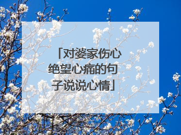对婆家伤心绝望心痛的句子说说心情
