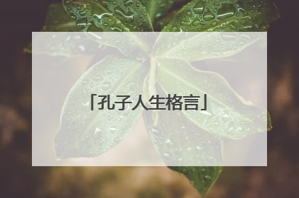 孔子人生格言