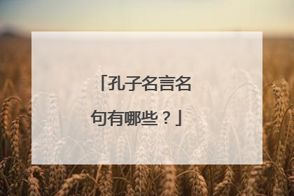 孔子名言名句有哪些？