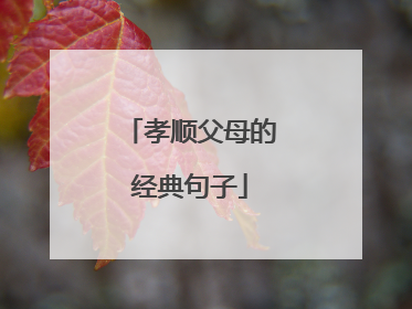 孝顺父母的经典句子