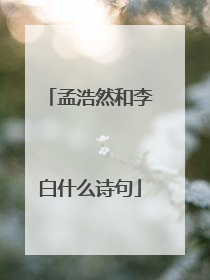 孟浩然和李白什么诗句