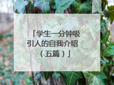 学生一分钟吸引人的自我介绍（五篇）