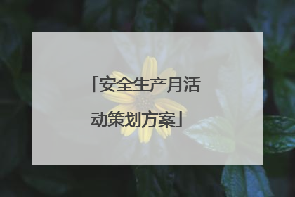 安全生产月活动策划方案