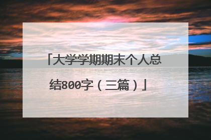 大学学期期末个人总结800字（三篇）