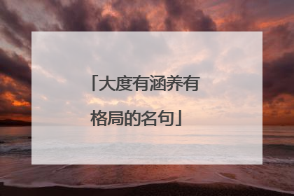 大度有涵养有格局的名句