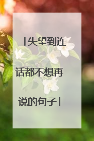 失望到连话都不想再说的句子
