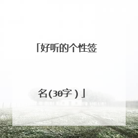 好听的个性签名(30字)