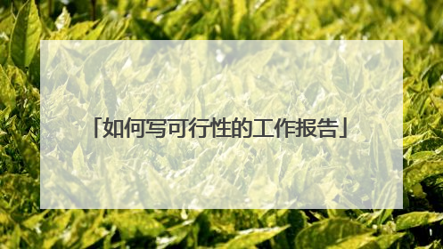 如何写可行性的工作报告