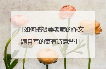 如何把赞美老师的作文题目写的更有诗意些