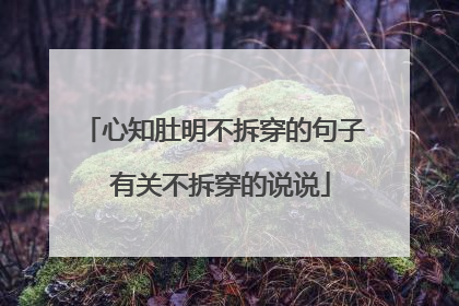 心知肚明不拆穿的句子 有关不拆穿的说说