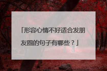 形容心情不好适合发朋友圈的句子有哪些?